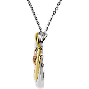 Sterling Silver Tri-Color Embraced by the Heart™ Family Necklace