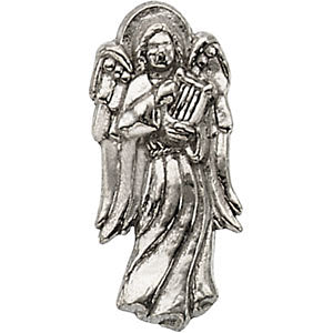 14k White Gold Angel with Harp Lapel Pin