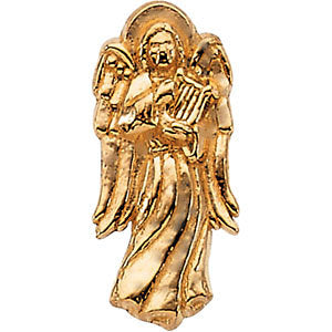 14k White Gold Angel with Harp Lapel Pin