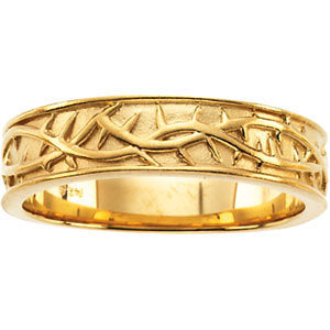 10k Yellow Gold Thorn Design Band, Size 11