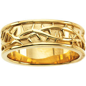 14k Yellow Gold Thorn Design Band, Size 6