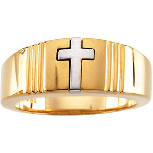 Two-Tone Cross Ring, Size 7