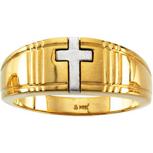 14k White/Yellow Gold Cross Duo Ring, Size 6