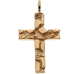 18k Yellow Gold Nugget Cross Pendant