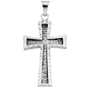 10k White Gold 30x20mm Cross Pendant