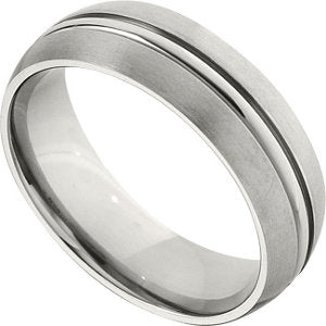 Titanium 7mm Grooved & Satin Finished Band Size 13