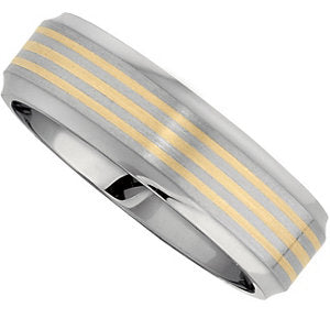 Titanium & Karat Gold Inlay Band, Size 12