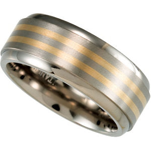 Titanium & 14k Yellow Gold Band Size 12.5